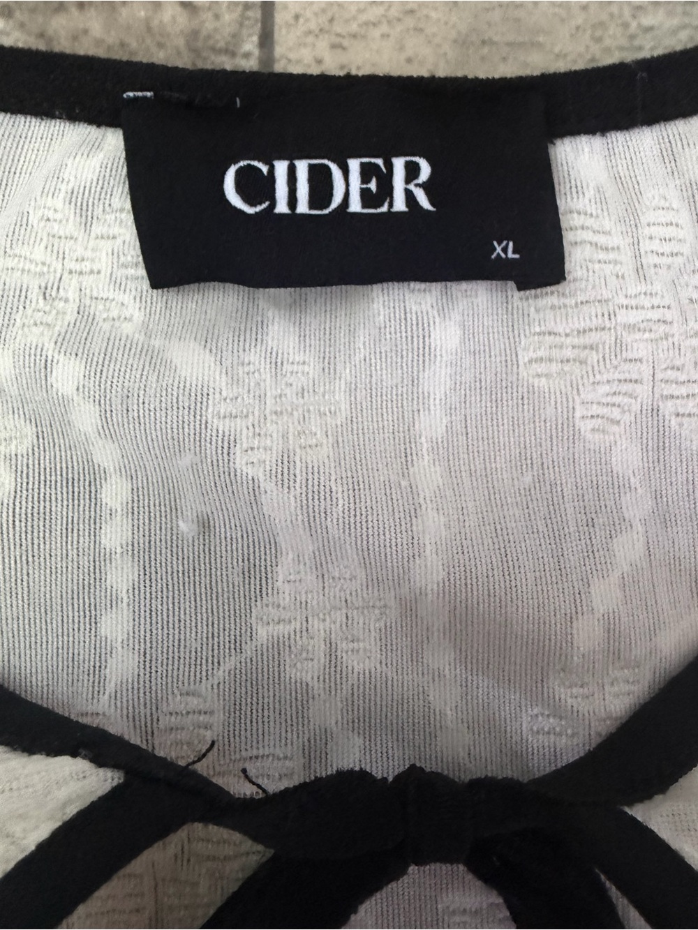 Cider Cream Lace Blouse with Black Trim and Tie - Picture 2 of 4